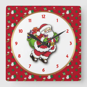 Santa Wall Clock Quadratische Wanduhr