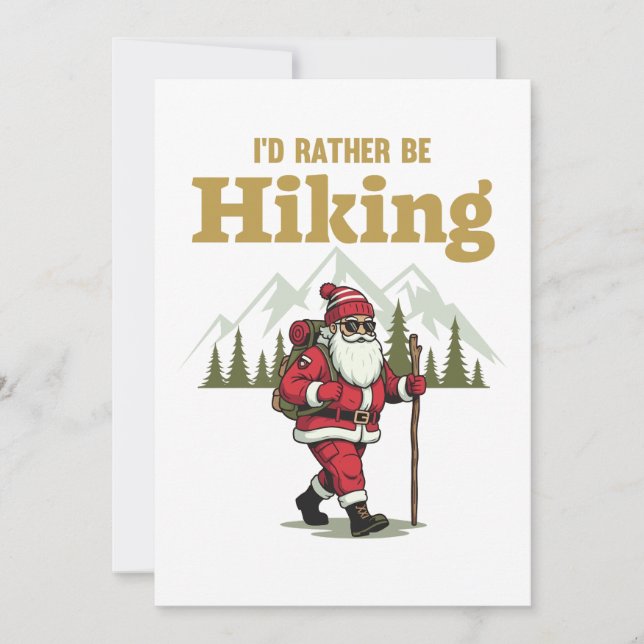 Santa Wandern Feiertagskarte (Vorderseite)
