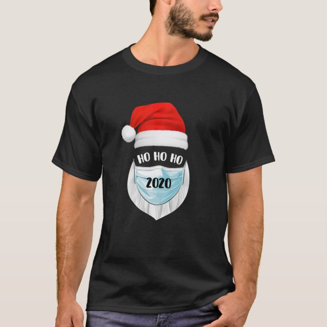 Santa Wearing Mask Funny Quarantine Christmas 2020 T-Shirt (Vorderseite)