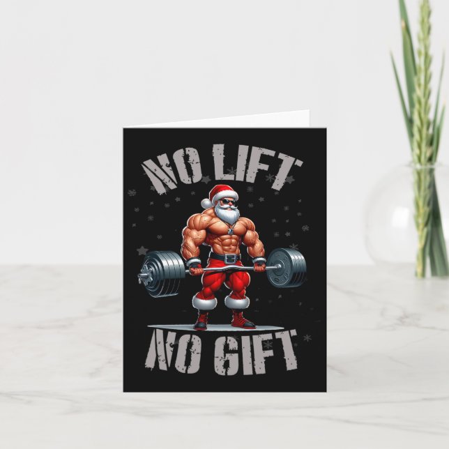 Santa Weightlift kein Lift kein Geschenk Bodybuild Karte (Vorderseite)