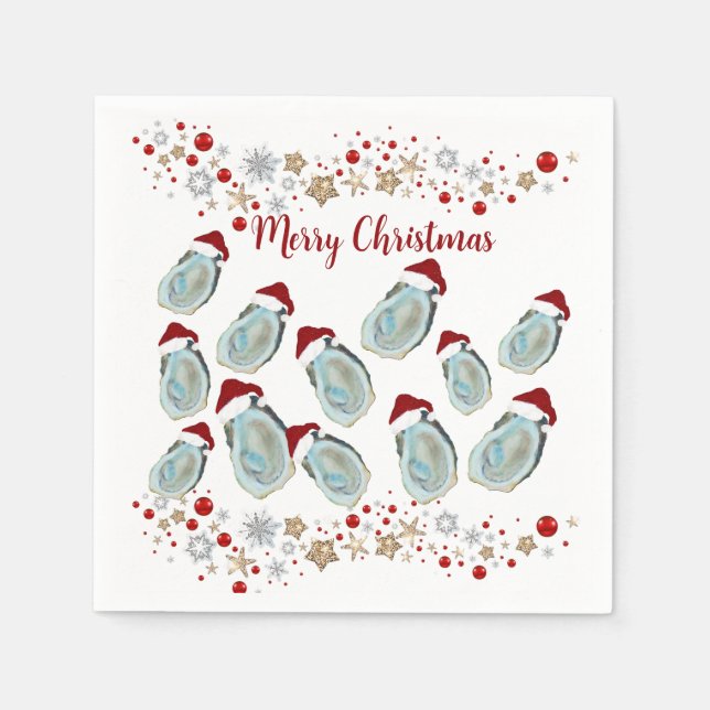 Santa Weihnachten Austernschalen Serviette (Vorderseite)