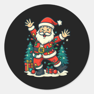 Santa Weihnachten Festlich Fröhlich Tanz Schnee Li Runder Aufkleber