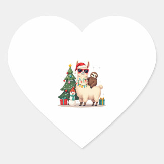 Santa Weihnachten Lustiger Lama Faultier Weihnacht Herz-Aufkleber
