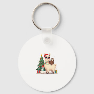 Santa Weihnachten Lustiger Lama Faultier Weihnacht Schlüsselanhänger