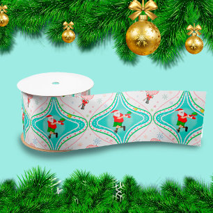 Santa Weihnachten Pickleball Ogee Muster Satinband