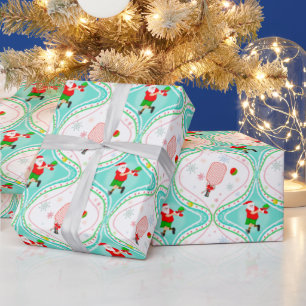 Santa Weihnachten Pickleball Ogee Muster Verpackun Geschenkpapier