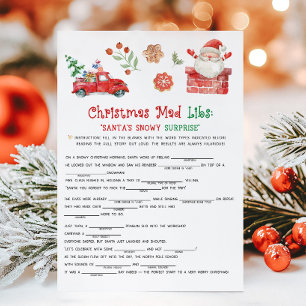 Santa Weihnachts-Mad-Libs-Spiel Feiertagskarte
