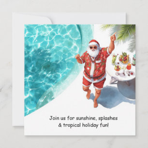 Santa Weihnachts-Poolparty-Einladung  Einladung