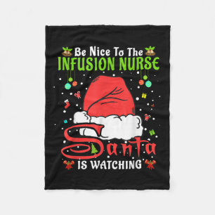 Santa Weihnachts-Pyjama Sei nett zur Infusionskran Fleecedecke