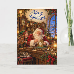 Santa Weihnachtsabend Uhrmacher Antike Uhren Karte
