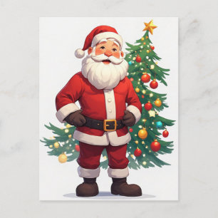 Santa Weihnachtsbaum Festiver Winter  Postkarte