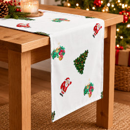 Santa-Weihnachtsbaum & Geschenke  Kurzer Tischläufer