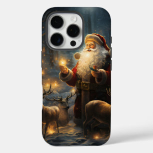 Santa Weihnachtsnacht Schnee Wald iPhone 16 Pro Hülle