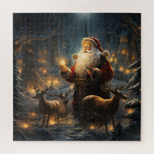 Santa Weihnachtsnacht Schnee Wald Puzzle