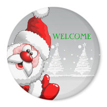 Santa WELCOME Round Magnet
