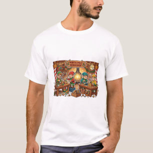 Santa-Werkstatt-Elfen-Spielzeugfabrik-Kunst T-Shirt