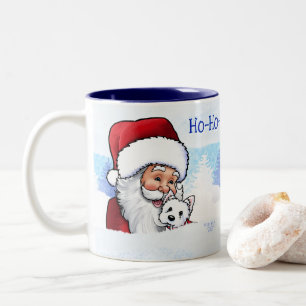 Santa Westie Welpen Winter Zweifarben-Kaffeetasse Zweifarbige Tasse