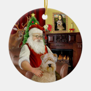 Santa-Wheaten Terrier Keramikornament