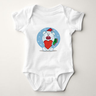 Santa White Bär mit Herz Baby Strampler