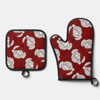 Santa White Christmas Mouse Screwball Graphics Ofenhandschuh & Topflappen-Set