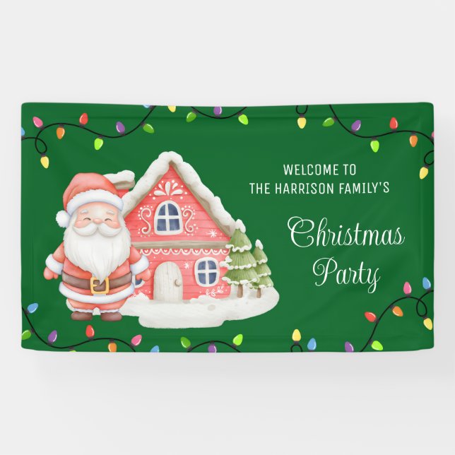 Santa Windy House farbenfrohe Lichter Weihnachten Banner (Horizontal)