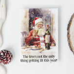Santa Wine Lover Funny  Feiertagskarte<br><div class="desc">This design may be personalized in the area provided by changing the photo and/or text. Or it can be customized by clicking Personalize this Template and then choosing the click to customize further option and delete or change the color of the background, add text, change the text color or style,...</div>