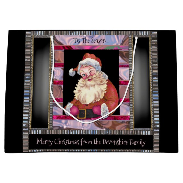 Santa Wink Elegante Große Geschenktüte (Vorderseite)