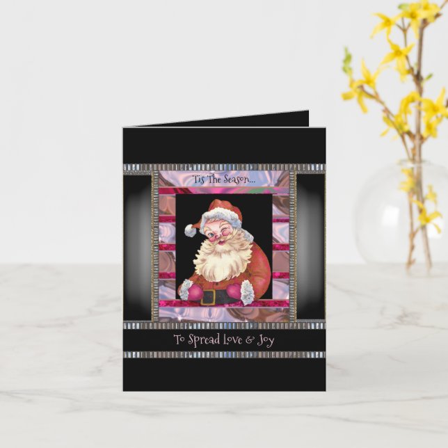 Santa Wink Elegante Weihnachten Karte (Gelbe Blume)
