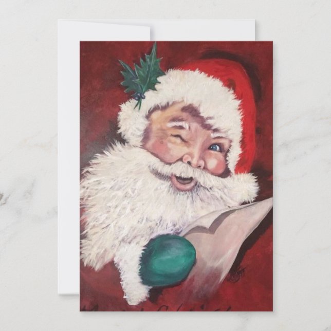 Santa Winking Feiertagskarte (Vorderseite)