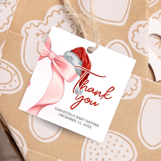 Santa Winter Baby Duschplatz Geschenkanhänger (Santa Baby Coquette Christmas Winter Baby Shower Favor Tags)