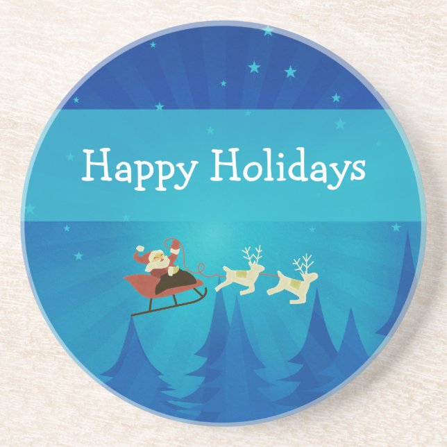 Santa Winter Scene Sandstone Untersetzer (Vorne)