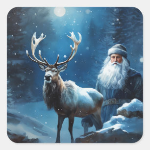 Santa Winterland Magie Quadratischer Aufkleber