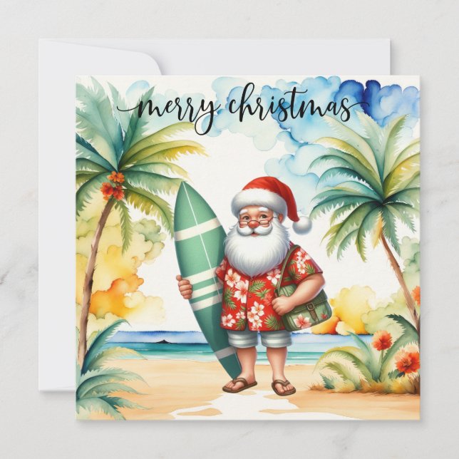 Santa wird Surf-Weihnachtskarte für Surfer sein Karte (Vorderseite)