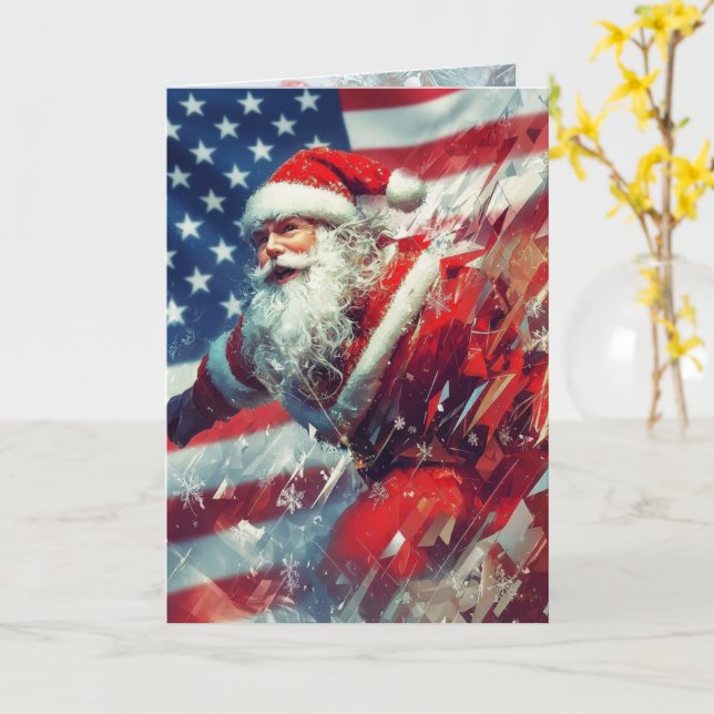Santa Wishes you a Star Spangled Holiday Karte (Gelbe Blume)