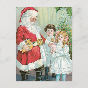 Santa With Children Feiertagspostkarte
