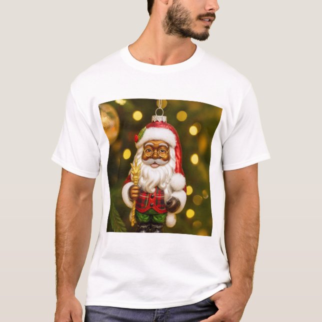 Santa with Cookie Holiday Joy T-Shirt (Vorderseite)
