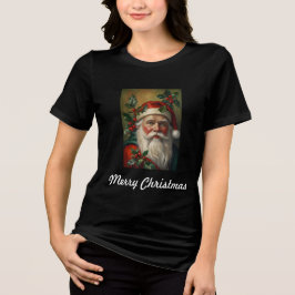 Santa With Mistletoe Tri-Blend Shirt