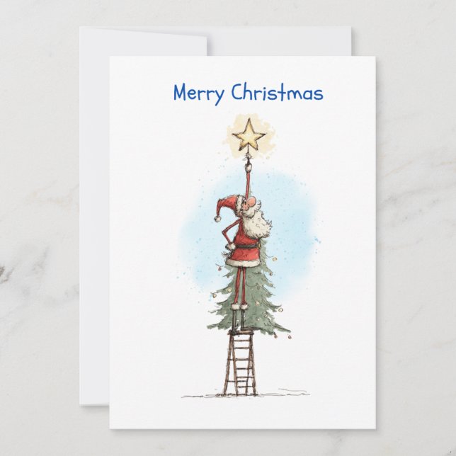 Santa with Star Feiertagskarte (Vorderseite)