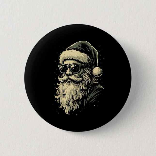 Santa With Sungles Christmas Xmas For Men Boys  Button (Vorderseite)