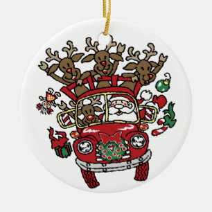 Santa Woody und sein Weihnachtsmann-Cartoon Keramik Ornament