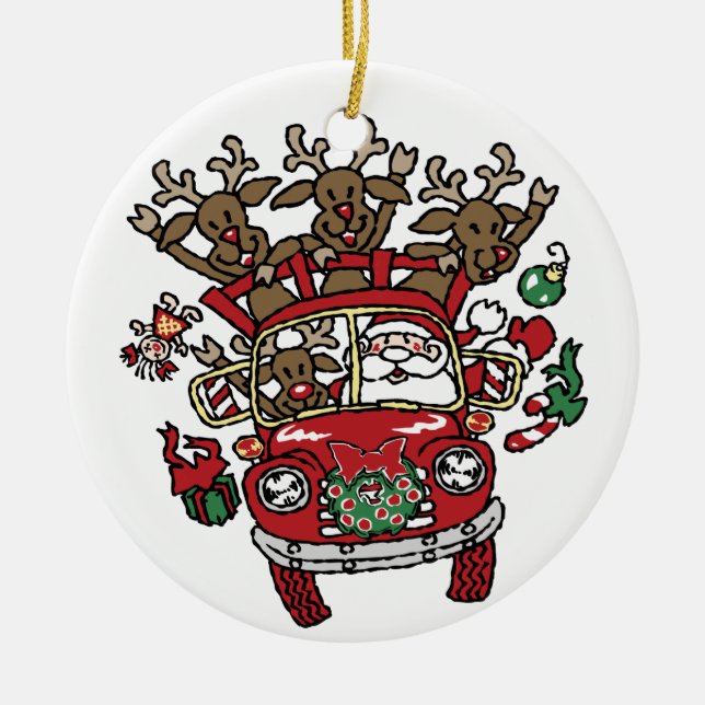 Santa Woody und sein Weihnachtsmann-Cartoon Keramik Ornament (Vorne)