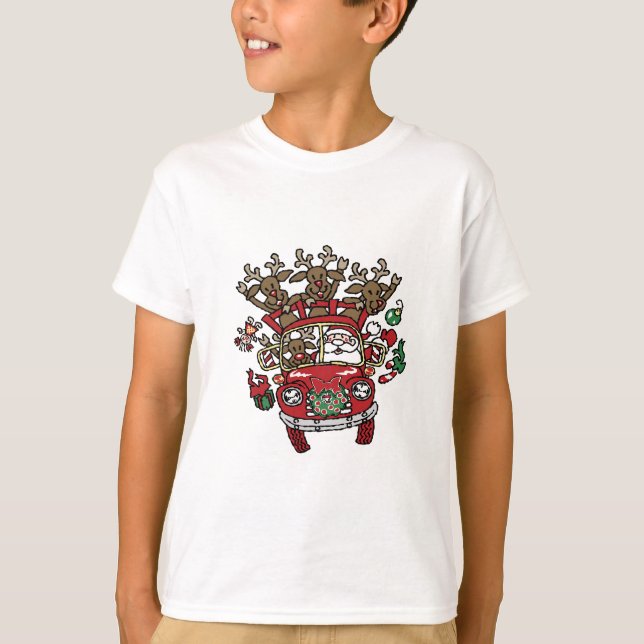 Santa Woody und sein Weihnachtsmann-Cartoon T-Shirt (Vorderseite)