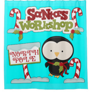 Santa Workshop Pinguin Duschvorhang