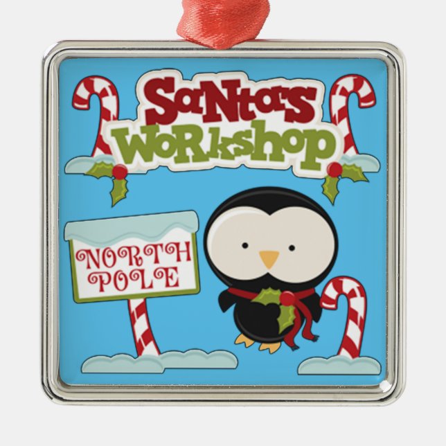 Santa Workshop Pinguin Ornament Aus Metall (Vorne)