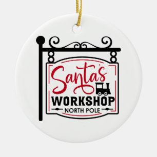 Santa-Workshop-Zeichen Keramik Ornament