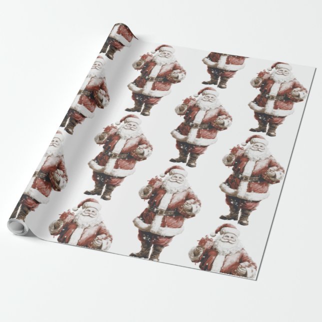 Santa Wrapping Paper Geschenkpapier (Ungerollt)