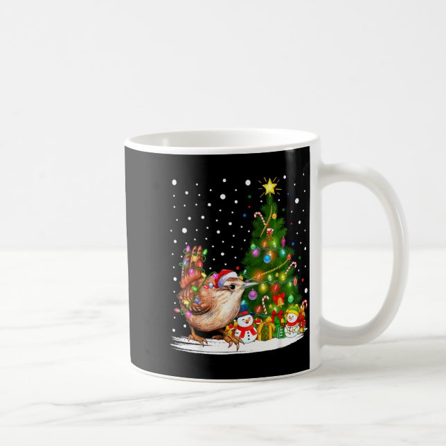 Santa Wren Bird Xmas Tree Lighting Wren Christmas  Kaffeetasse (Rechts)