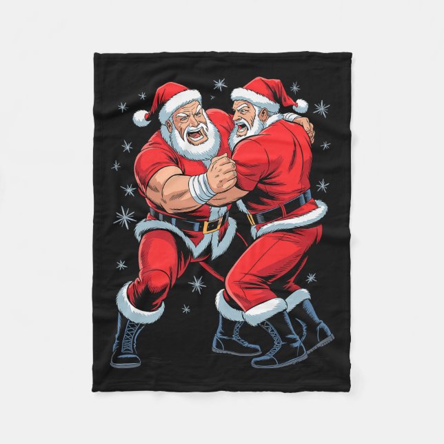 Santa Wrestling Lover Funny Wrestler Xmas Christma Fleecedecke (Vorderseite)