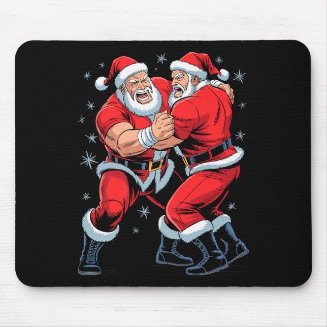 Santa Wrestling Lover Funny Wrestler Xmas Christma Mousepad (Vorne)
