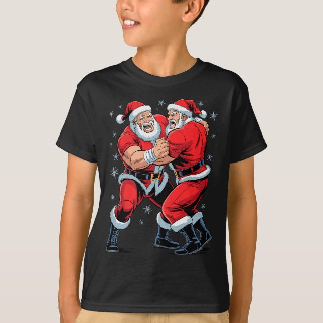 Santa Wrestling Lover Funny Wrestler Xmas Christma T-Shirt (Vorderseite)
